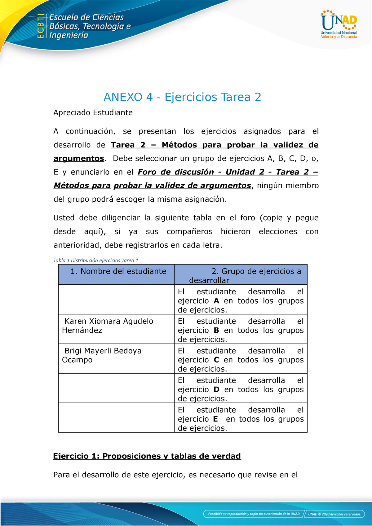 Anexo 4 - Ejercicios Tarea 2 - ANEXO 4 - Ejercicios Tarea 2 Apreciado ...