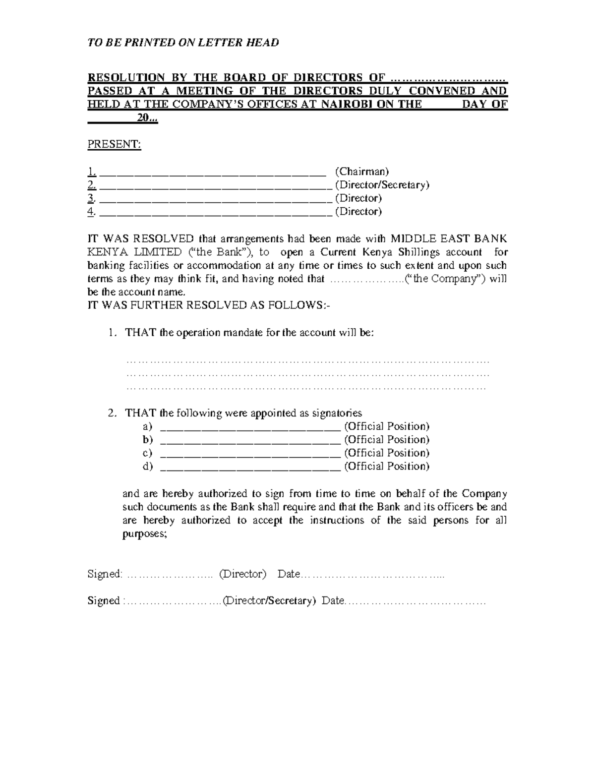 Board resolution draft-converted - TO BE PRINTED ON LETTER HEAD ...
