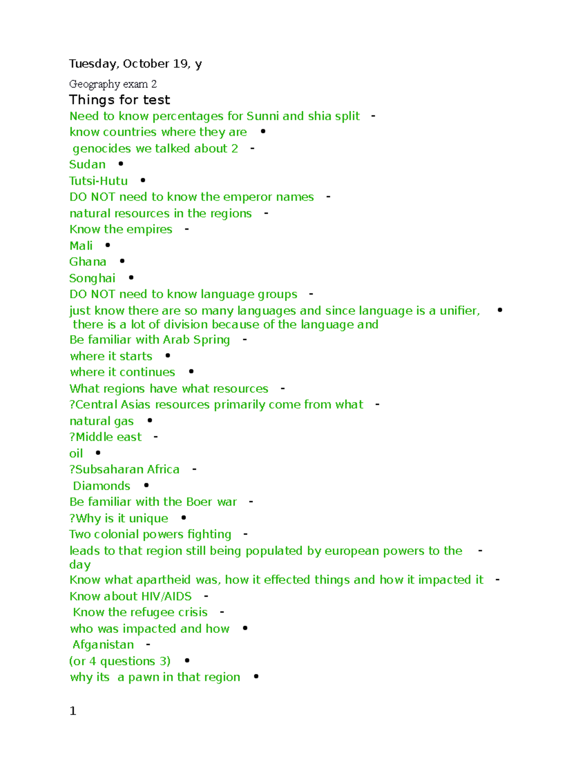 Geography exam 2 notes Exam 2 prep from Tracey Norrell Tuesday