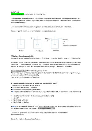 Chapitre 2.B La Croissance Bactérienne - CHAPITRE 2-B : LA CROISSANCE ...