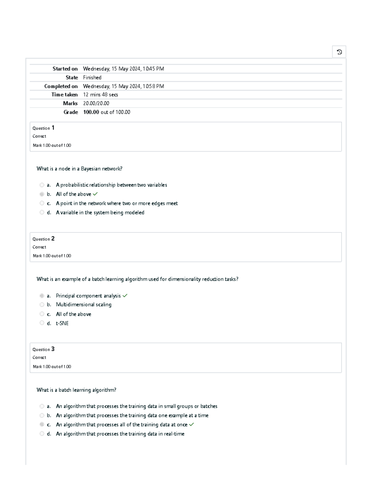 Midterm Quiz 2 - answer AI - Started on Wednesday, 15 May 2024, 10:45 ...