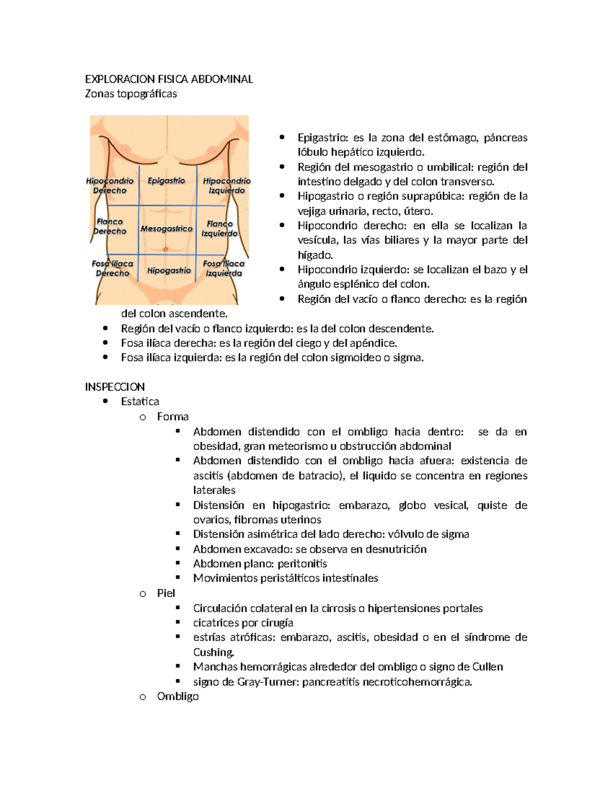 Exploracion Fisica Abdominal - EXPLORACION FISICA ABDOMINAL Zonas ...