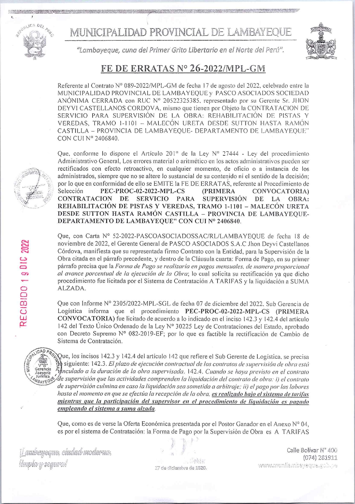 MODELO DE INFORME DE FE DE ERRATAS N26 Diciembre 2023 - Lengua Y ...