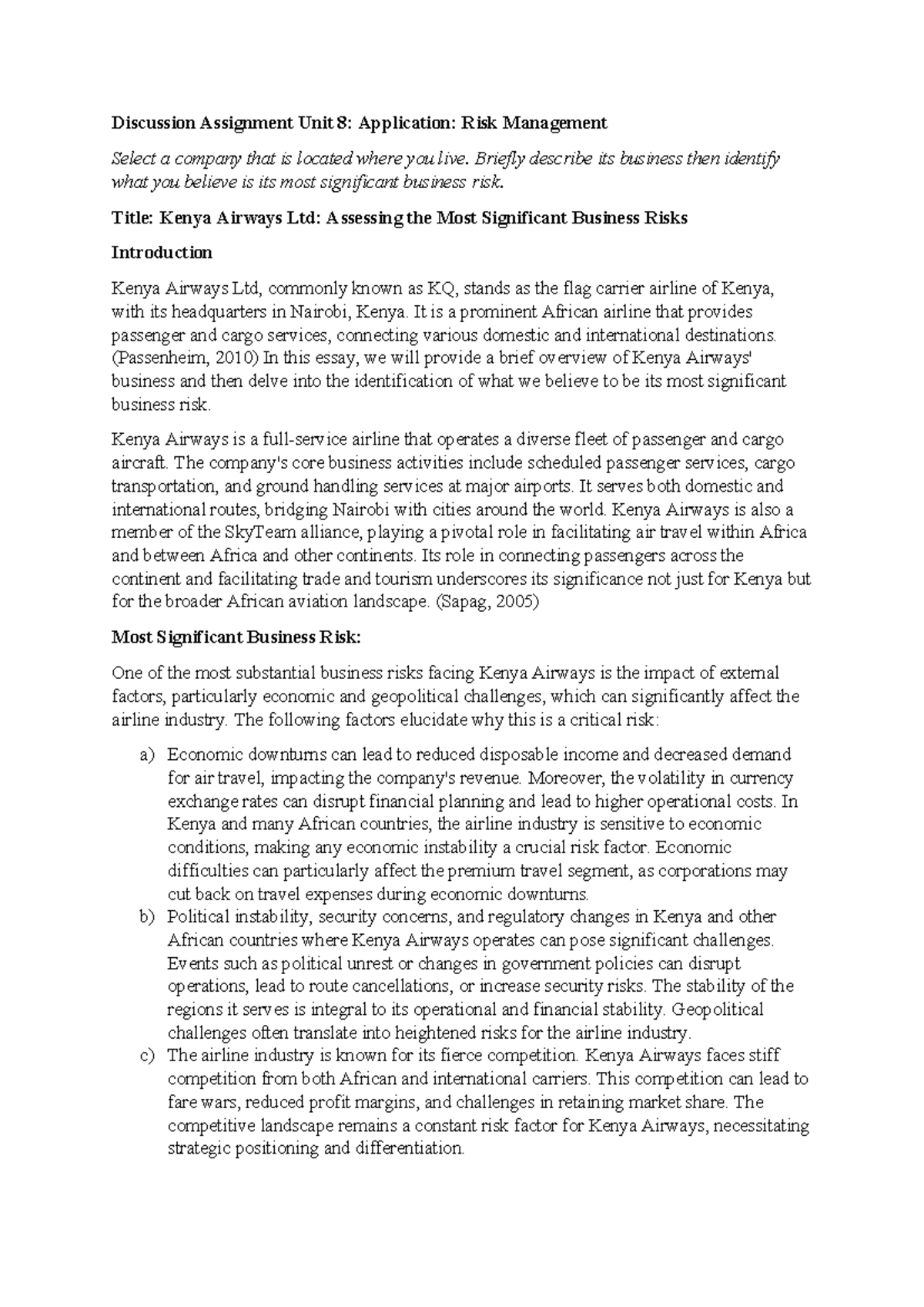 Discussion Assignment Unit 8 Application-Risk Management - Discussion ...