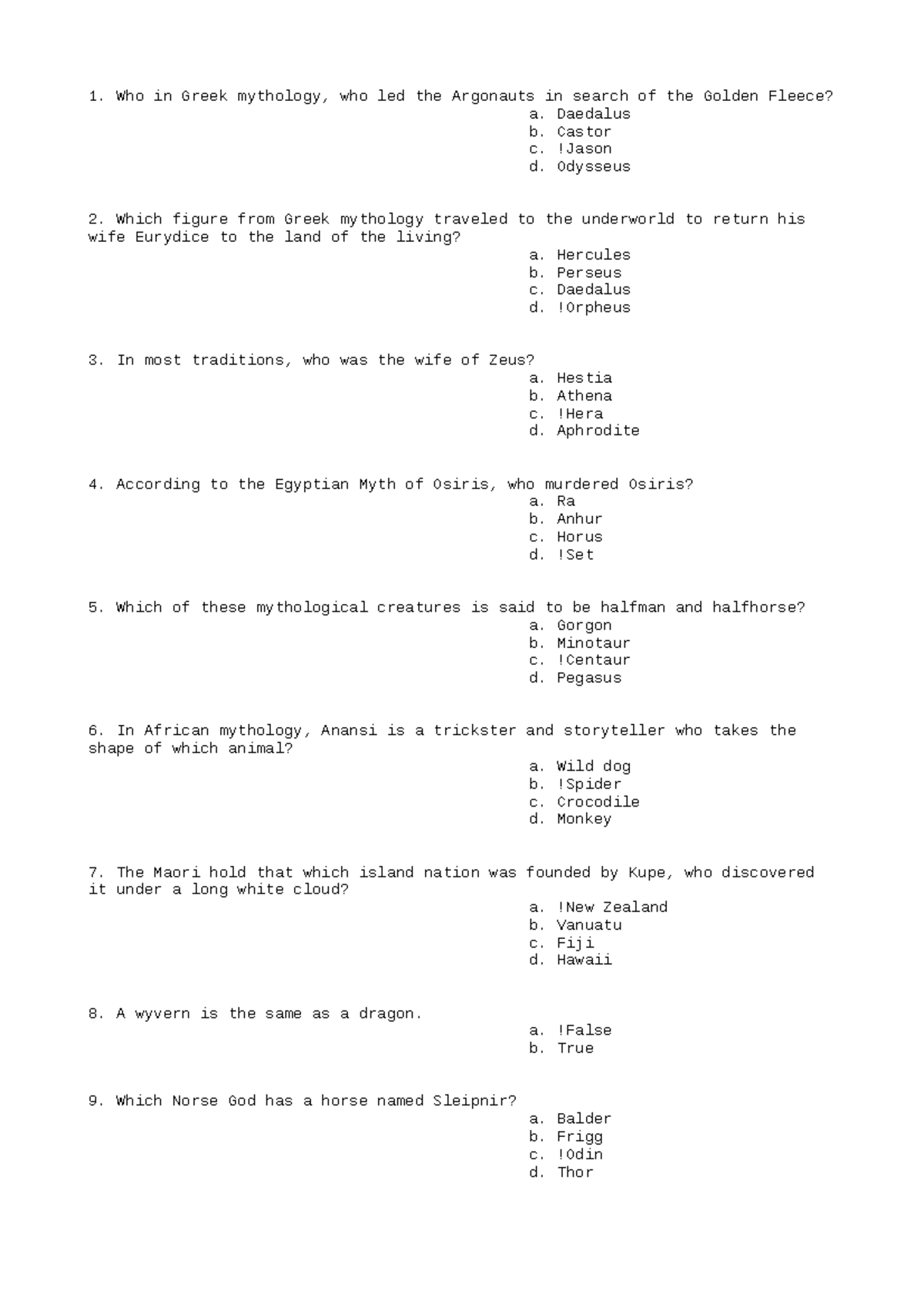 ARCH253-Answer-4 - Schoolcraft - Who in Greek mythology, who led the