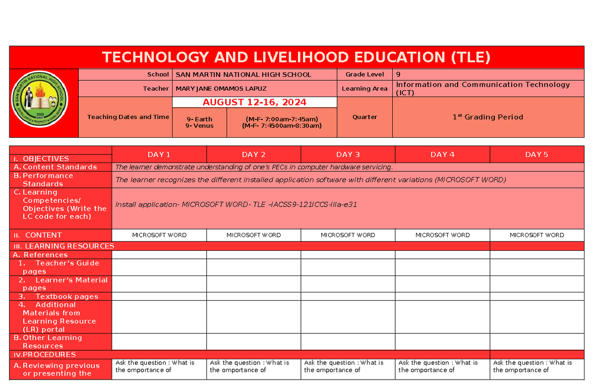 August 12-16, 2024 - THANK YOU - TECHNOLOGY AND LIVELIHOOD EDUCATION ...