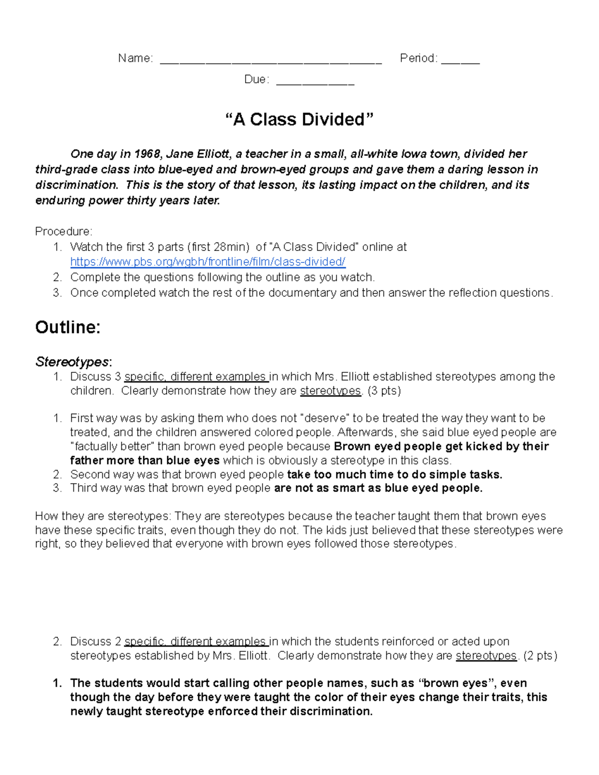 a class divided experiment conclusion