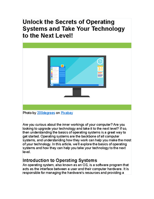 OS - Operating System - An operating system (OS) is a set of software ...