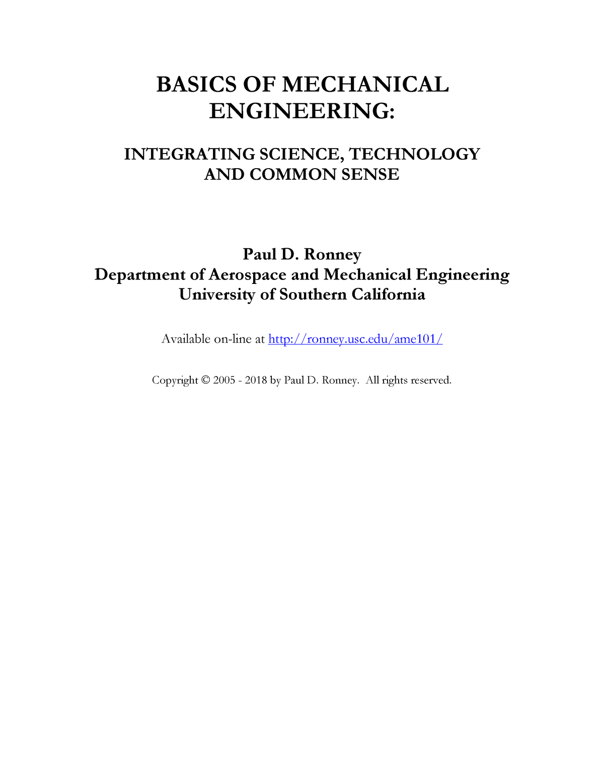 AME101-Lecture Notes - BASICS OF MECHANICAL ENGINEERING: INTEGRATING ...