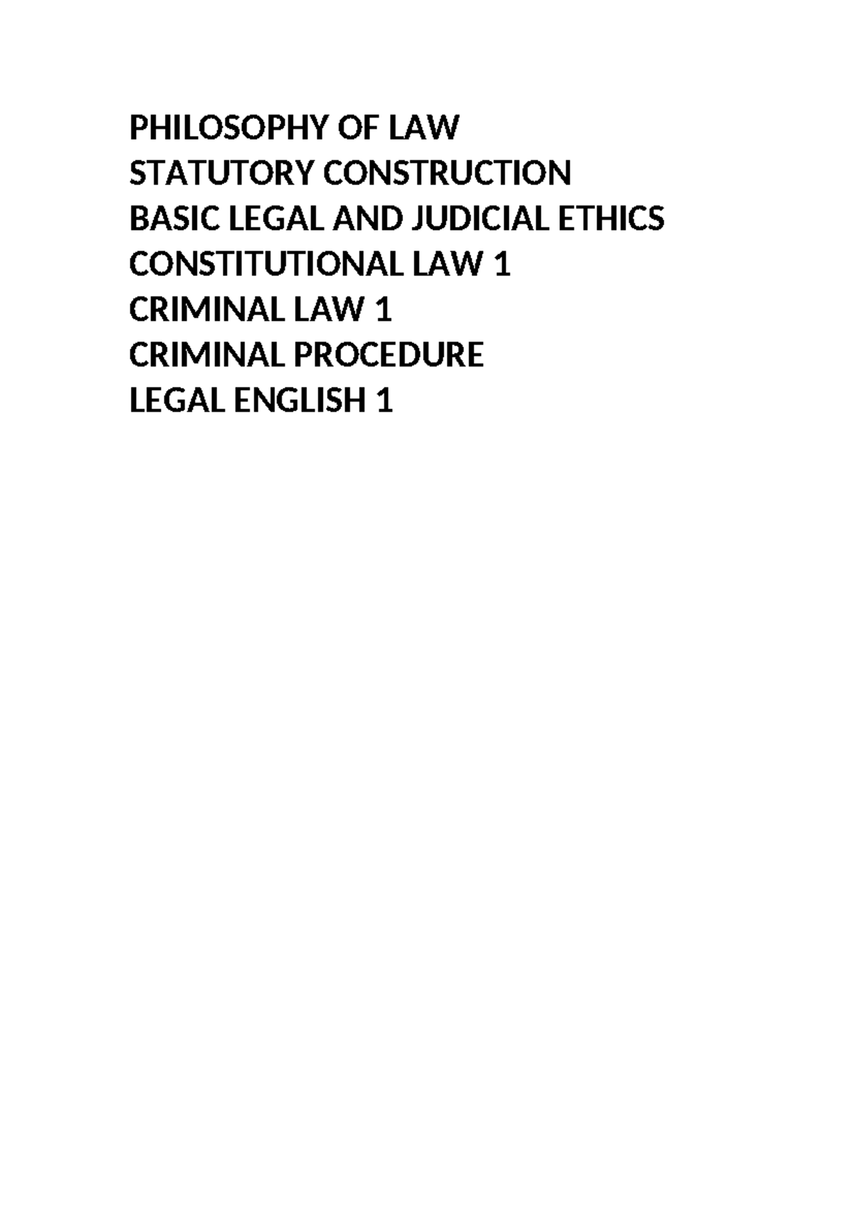 1ST YEAR Subjects - Criminal Law Book 2 - PHILOSOPHY OF LAW STATUTORY ...