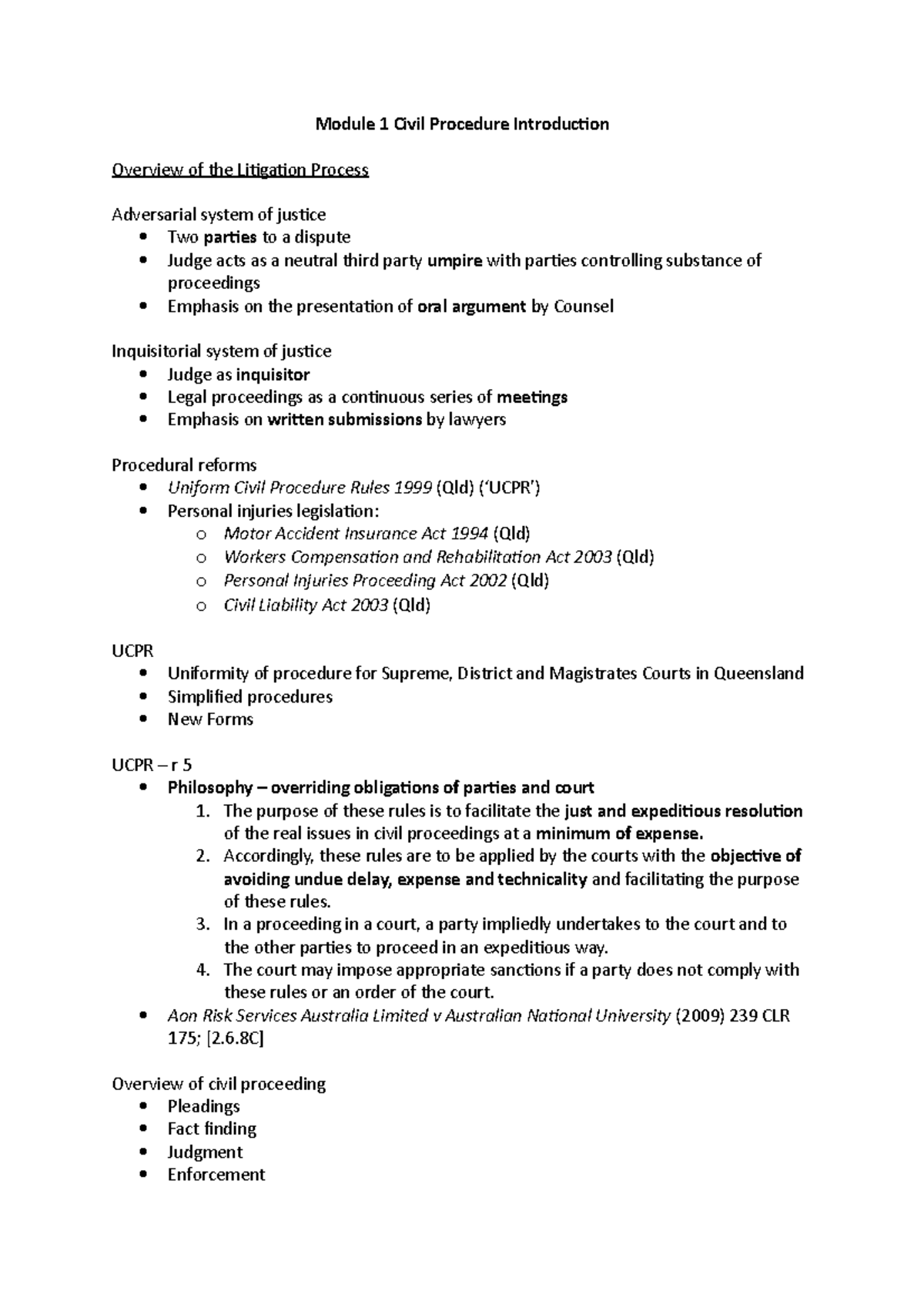 Module 1 Civil Procedure Introduction - Module 1 Civil Procedure ...