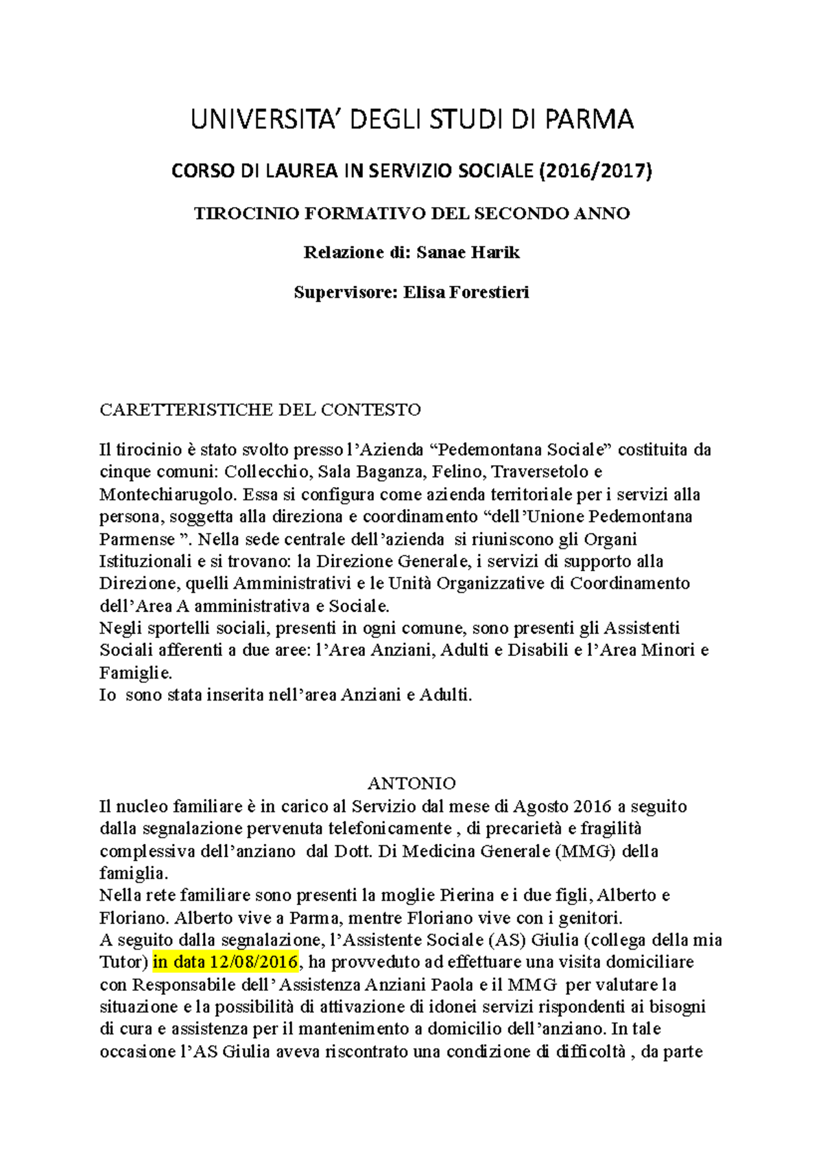 corso di laurea servizio sociale