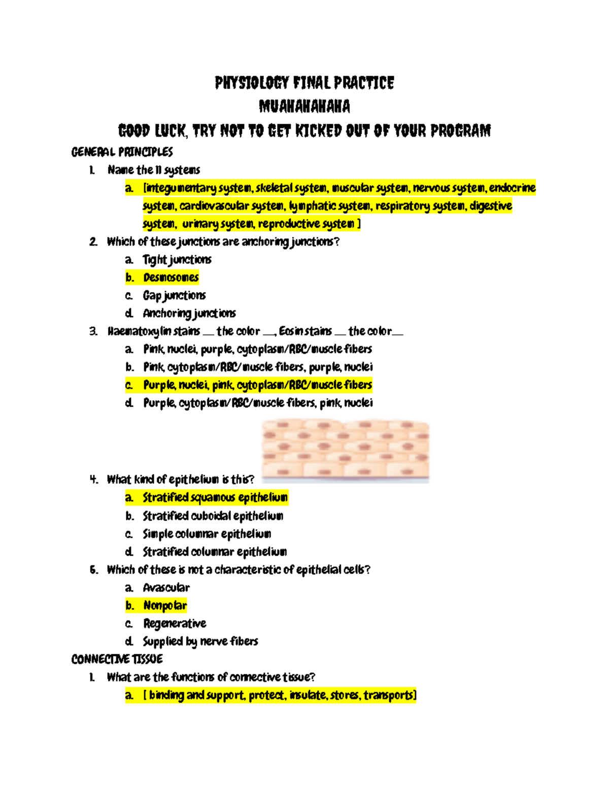 Physiology Final Practice key - PHYSIOLOGY FINAL PRACTICE MUAHAHAHAHA ...