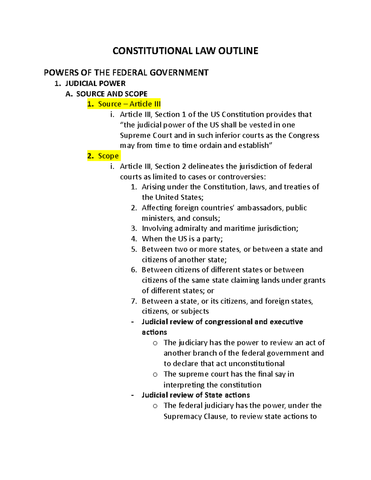 constitutional law essay outline