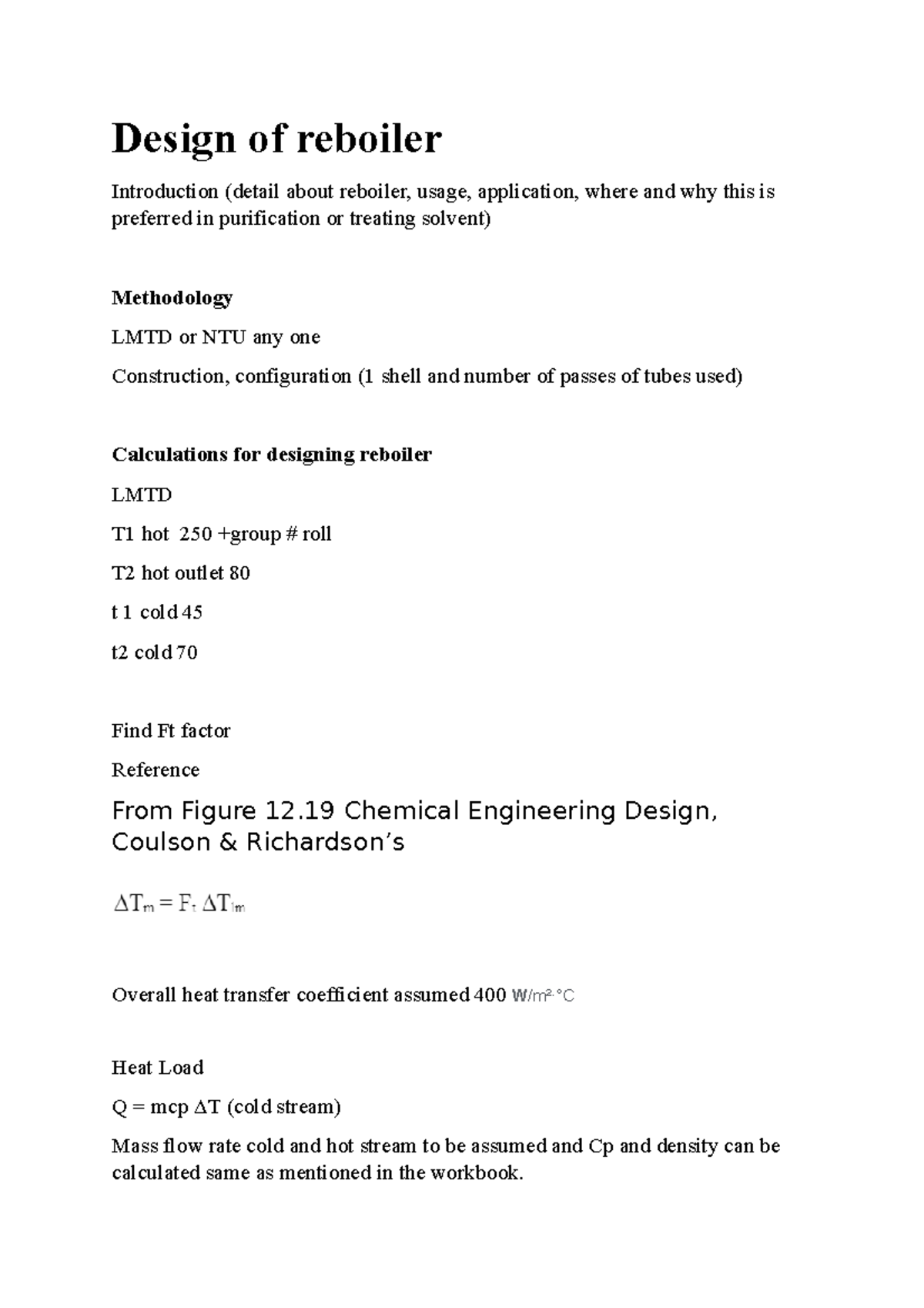 Design of reboiler Design of reboiler Introduction (detail about