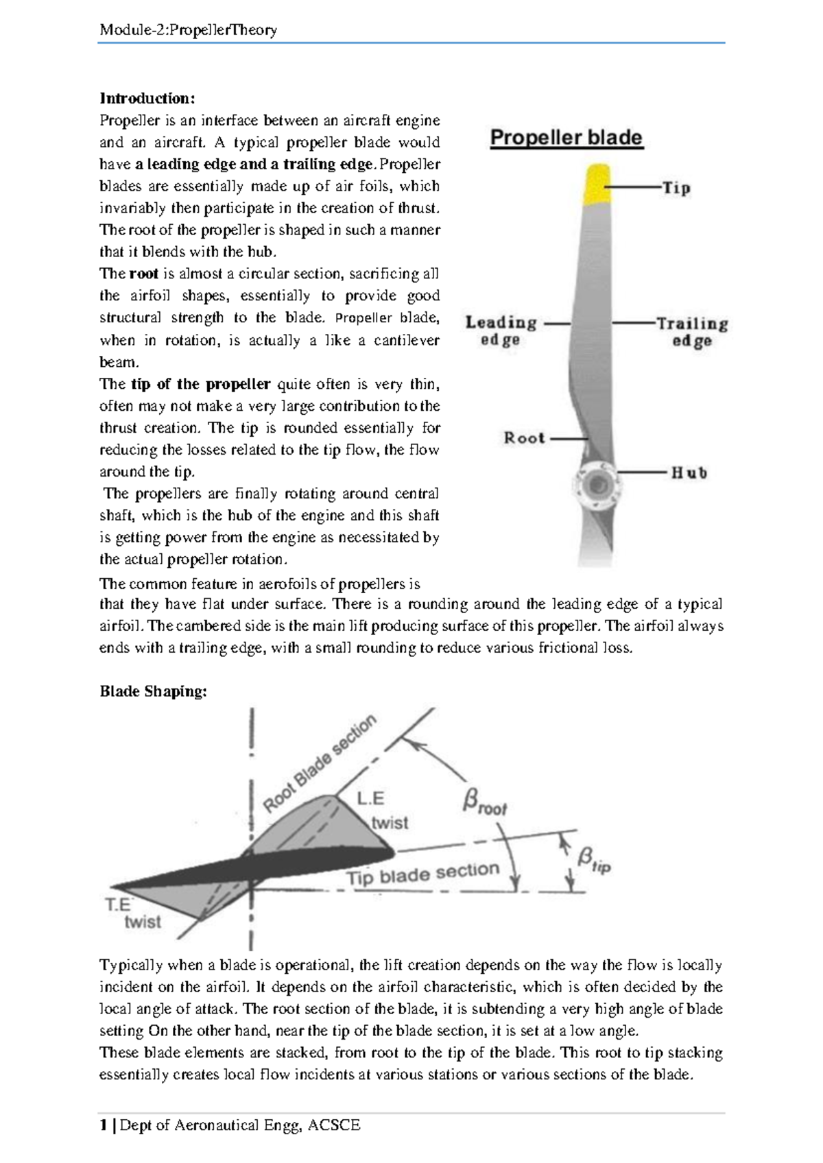 UnitII Momentum Theory and Blade element theory218AE43