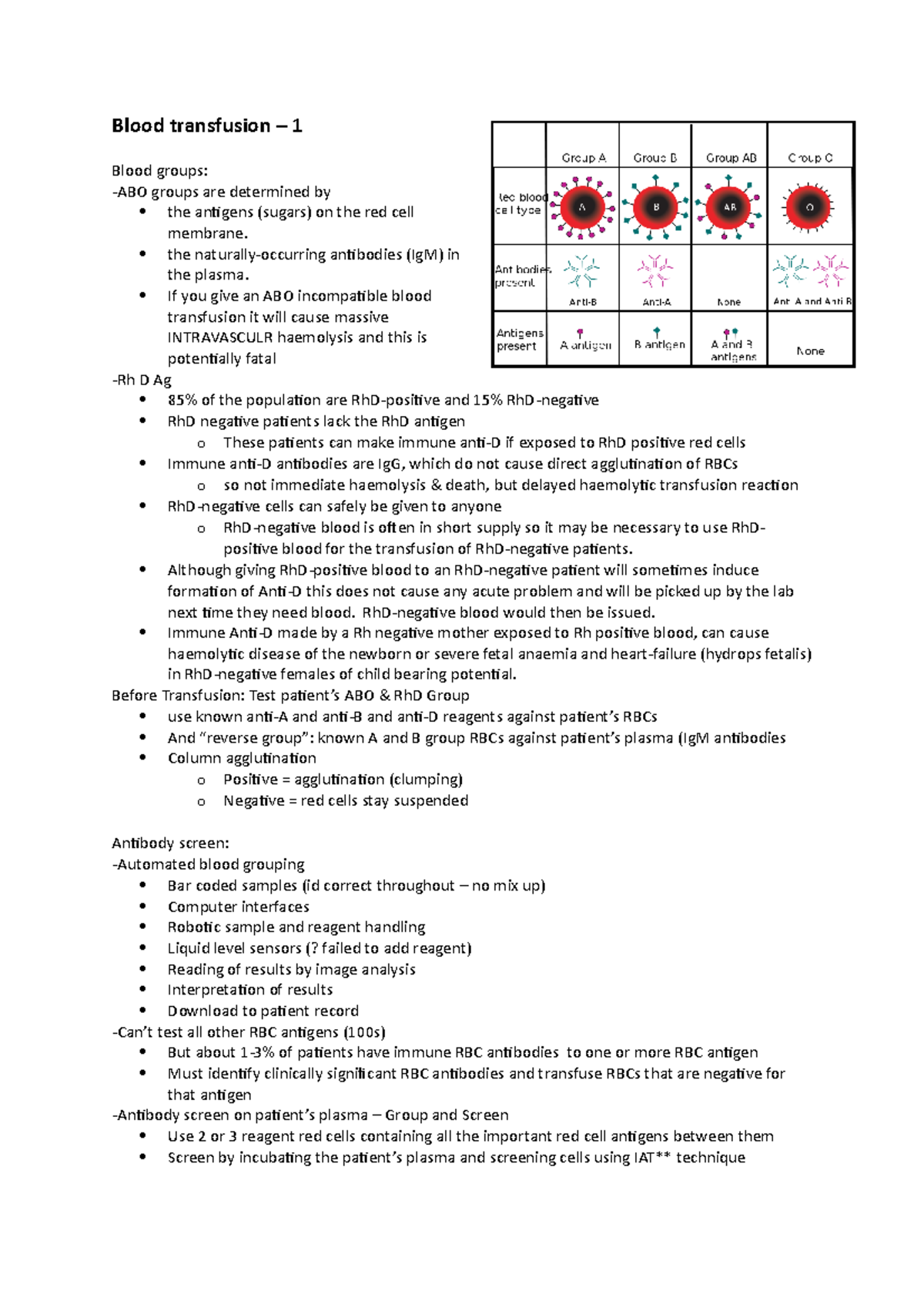 Blood transfusion 1 the naturallyoccurring antibodies (IgM) in the