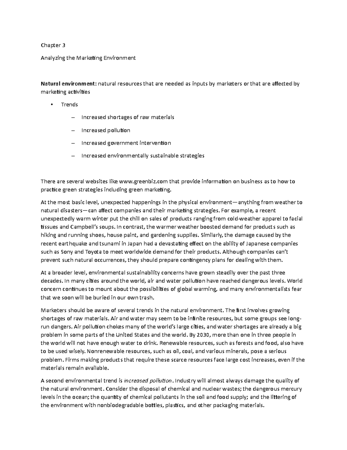 Chapter 3i - Lecture notes 3 - Chapter 3 Analyzing the Marketing ...
