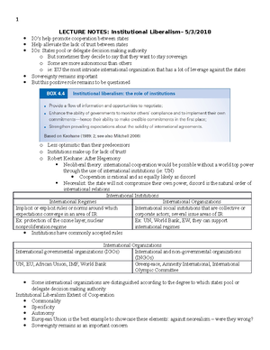 POSC124S Book Notes - Introduction to International Relations Chapter 1 ...