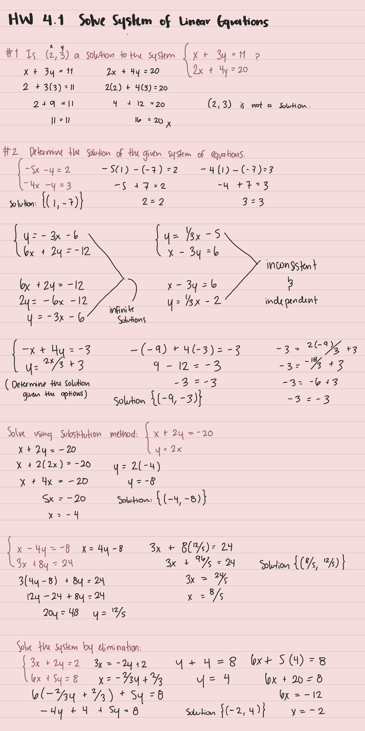 homework 4 solving systems of equations by graphing and substitution