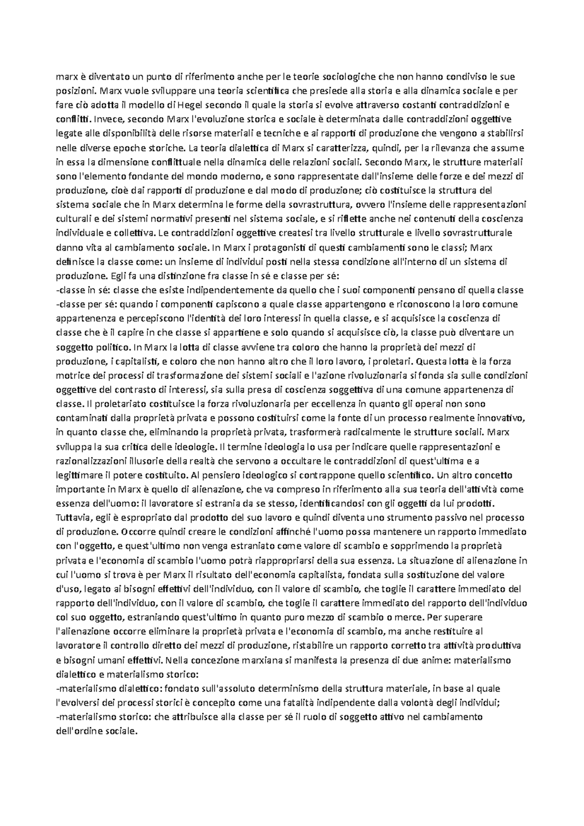 Marx - riassunto marx - marx è diventato un punto di riferimento anche ...