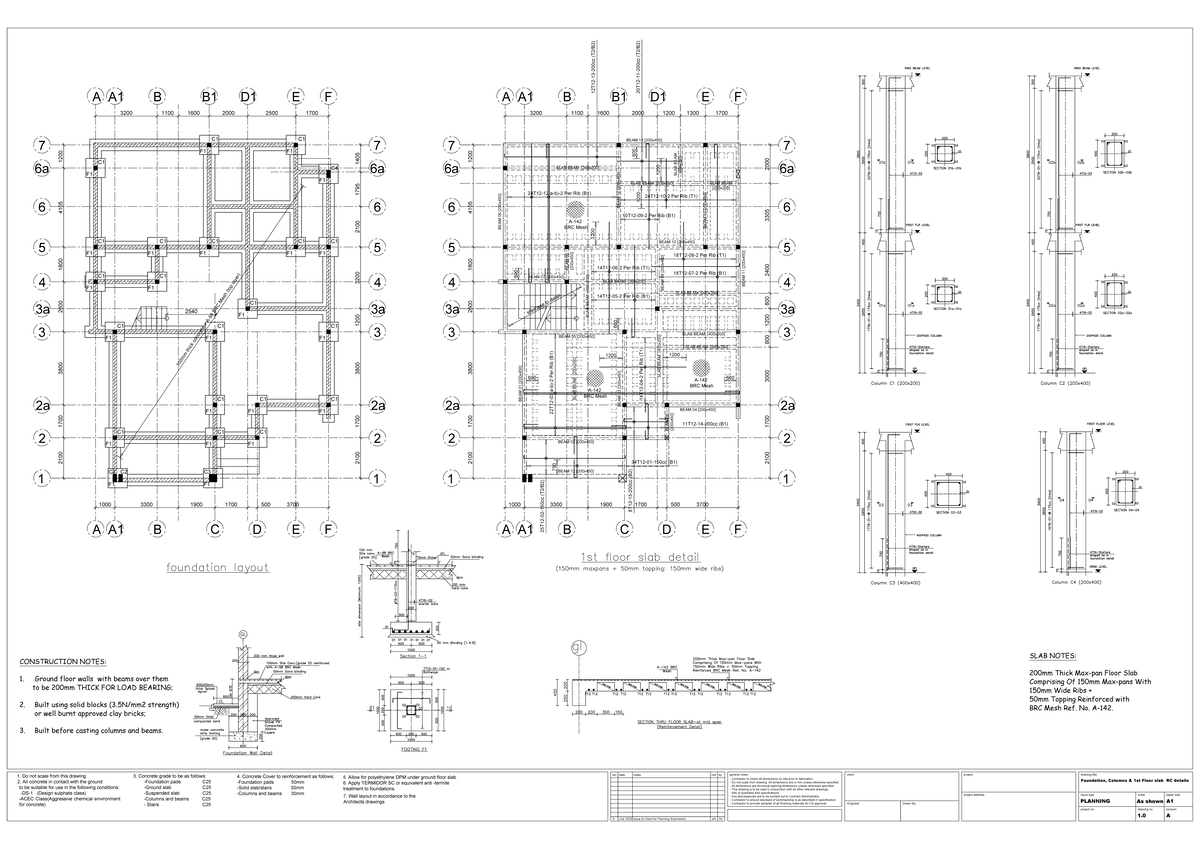 Struct 8 - Plans - 1700 1 C2 C2 C3 F1 F1 A A1 3300 1900 B 2 C 500 D 1 ...