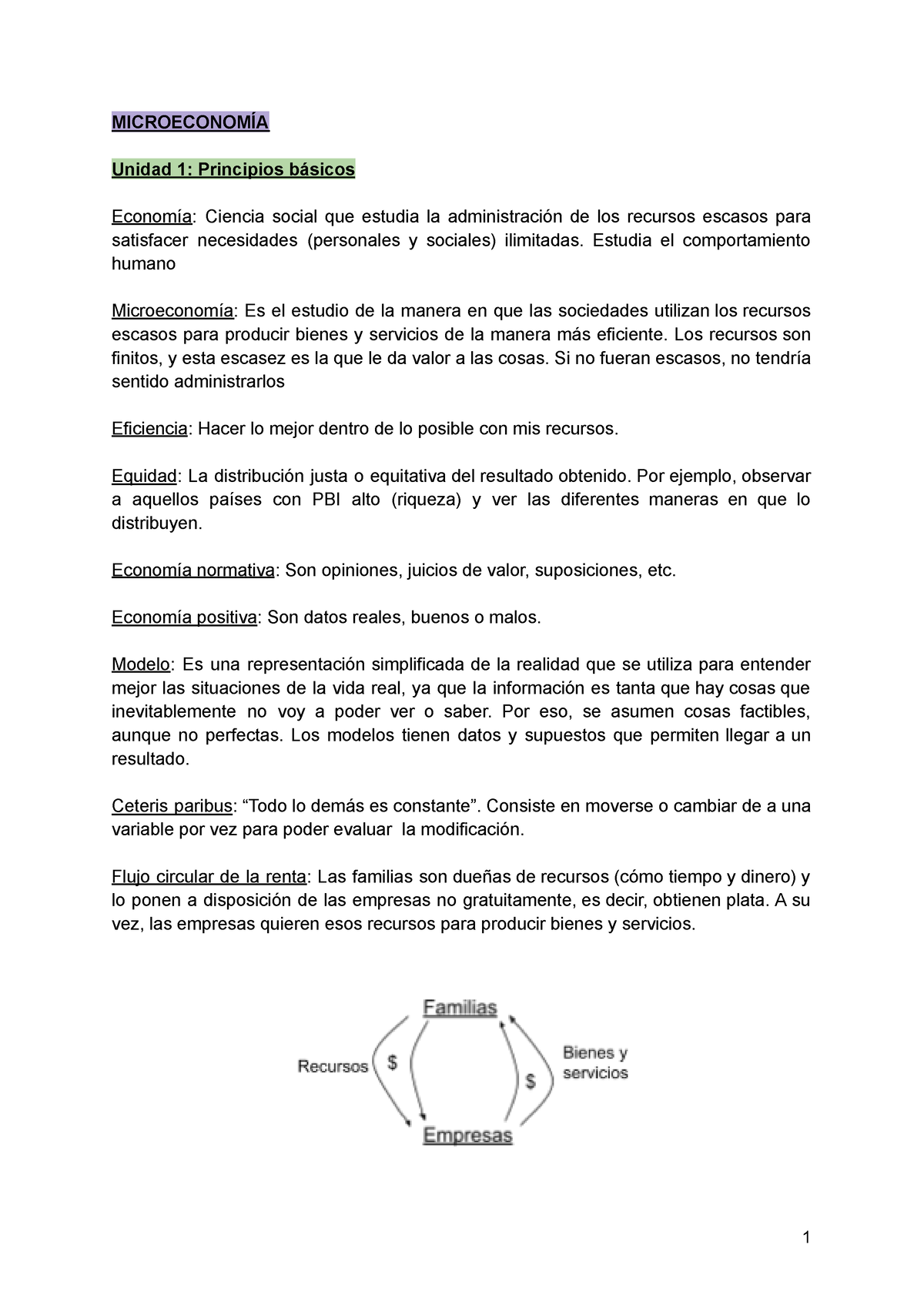 Microeconomía - Primer Parcial - MICROECONOMÍA Unidad 1: Principios ...