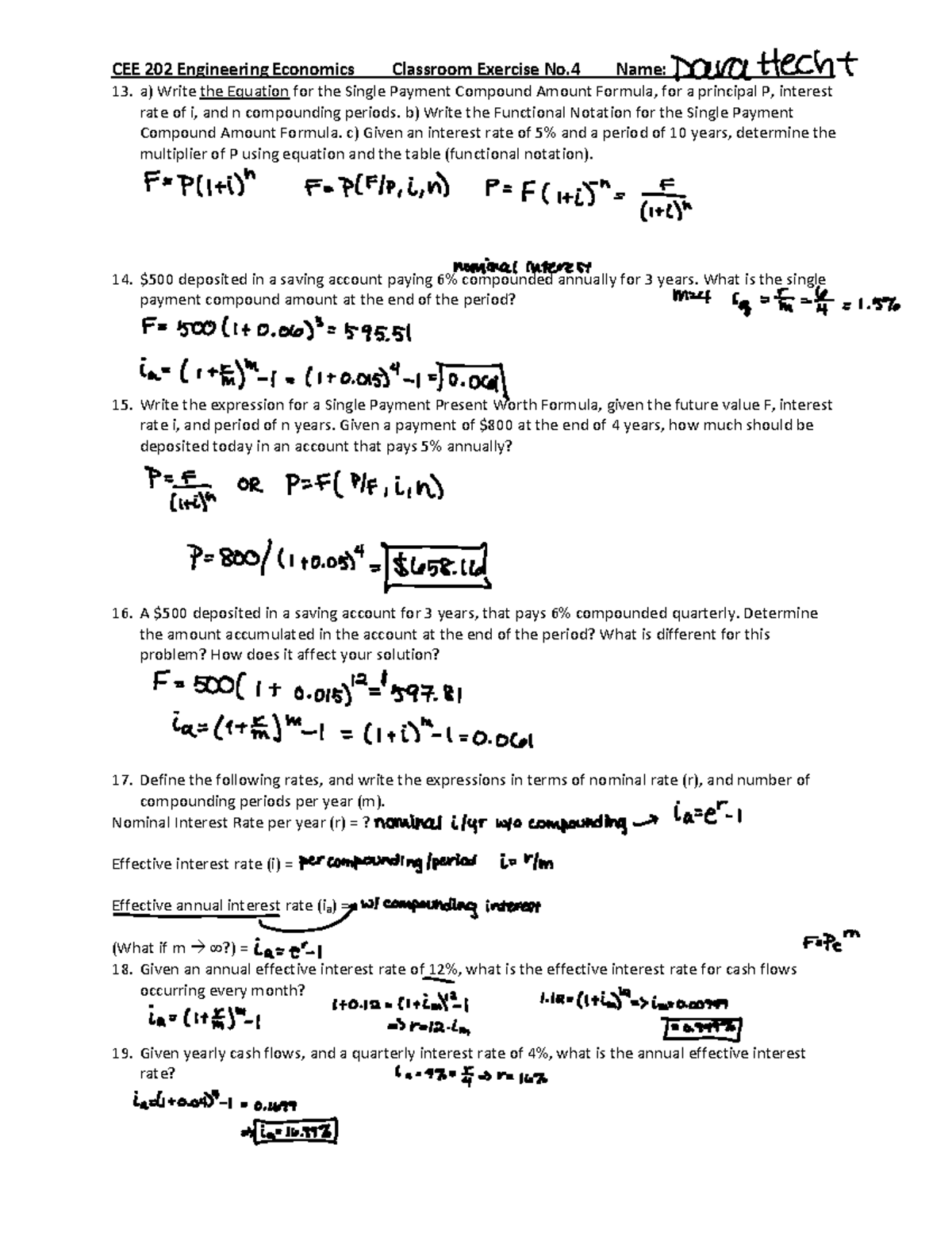 CEE 202 - Lecture 11 Notes - CEE 202 Engineering Economics Classroom ...