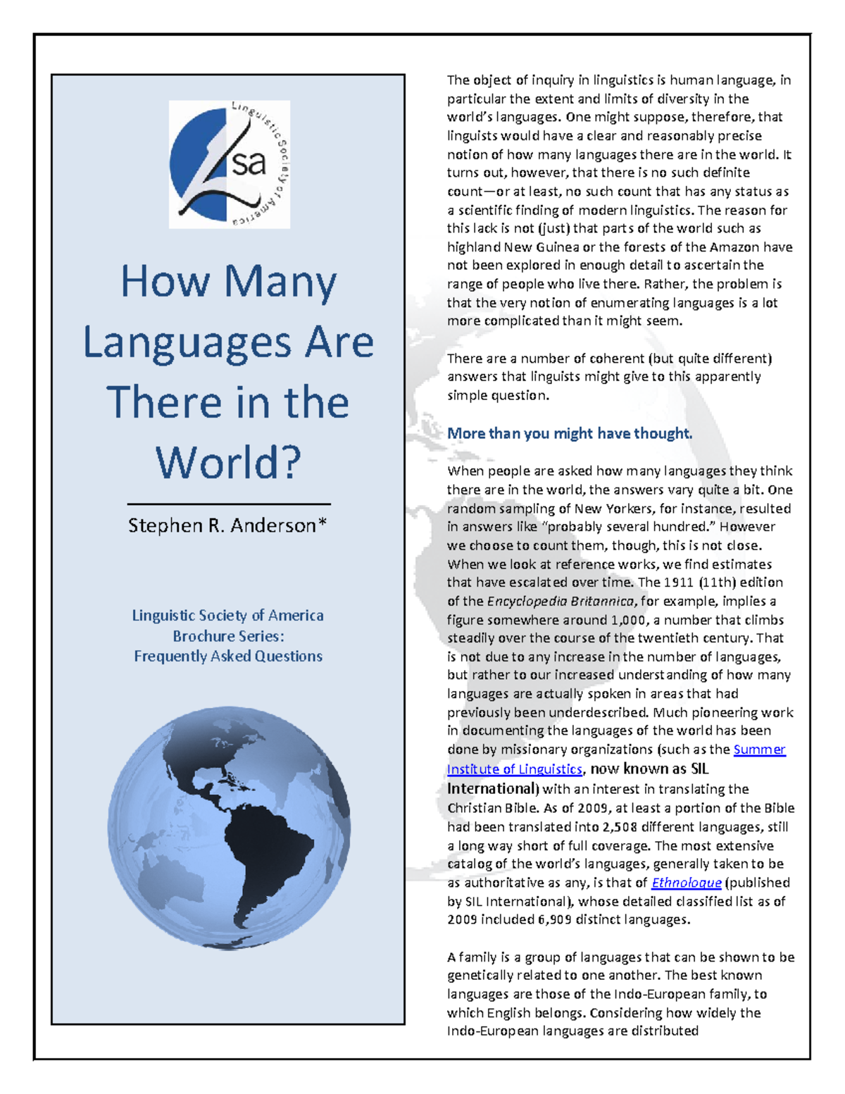 How many languages are there in the world? - Ho Lang Th W Ste Ling Freq ...