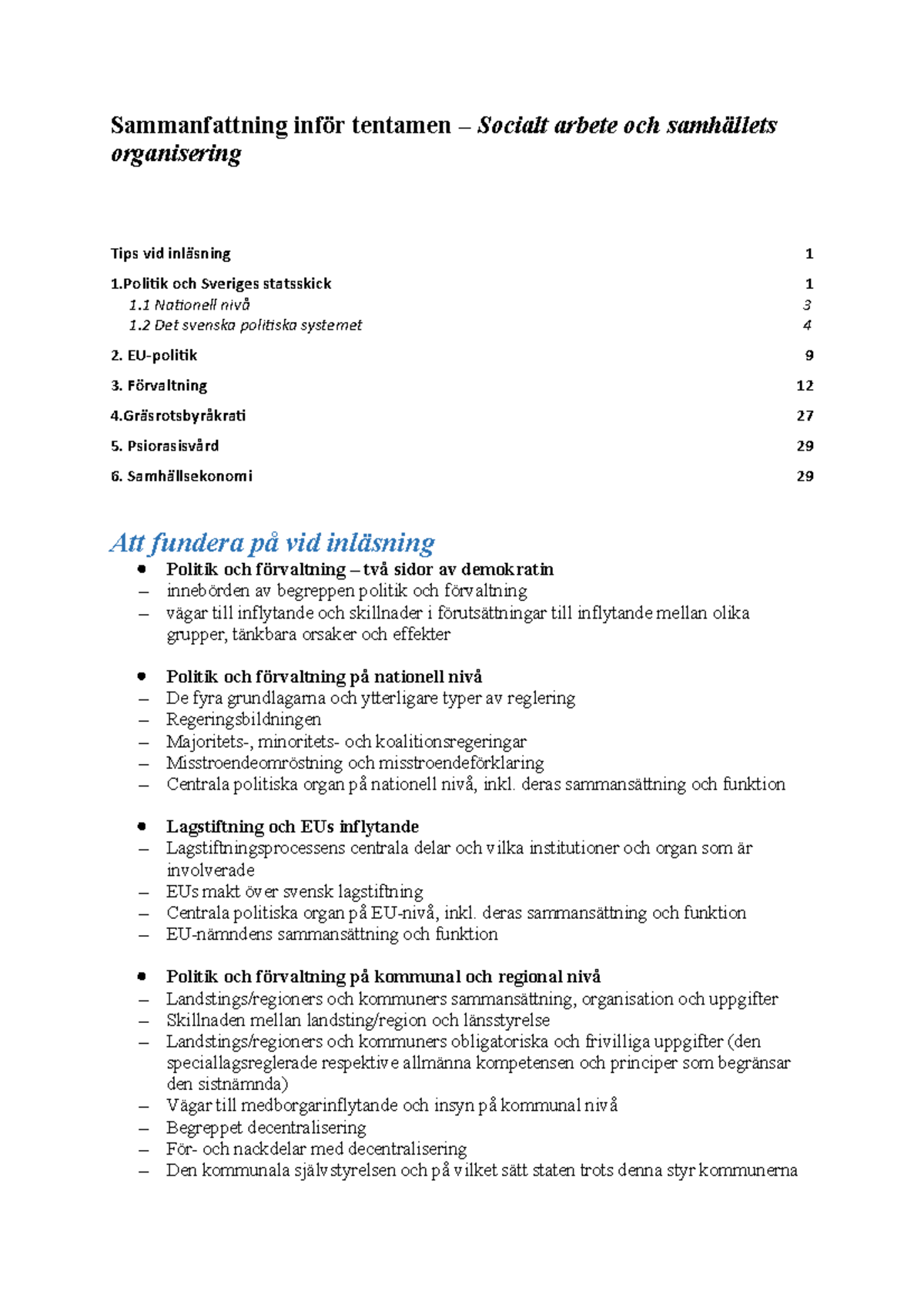 Sammanfattning - Socialt Arbete Och Samhällets Organisering ...