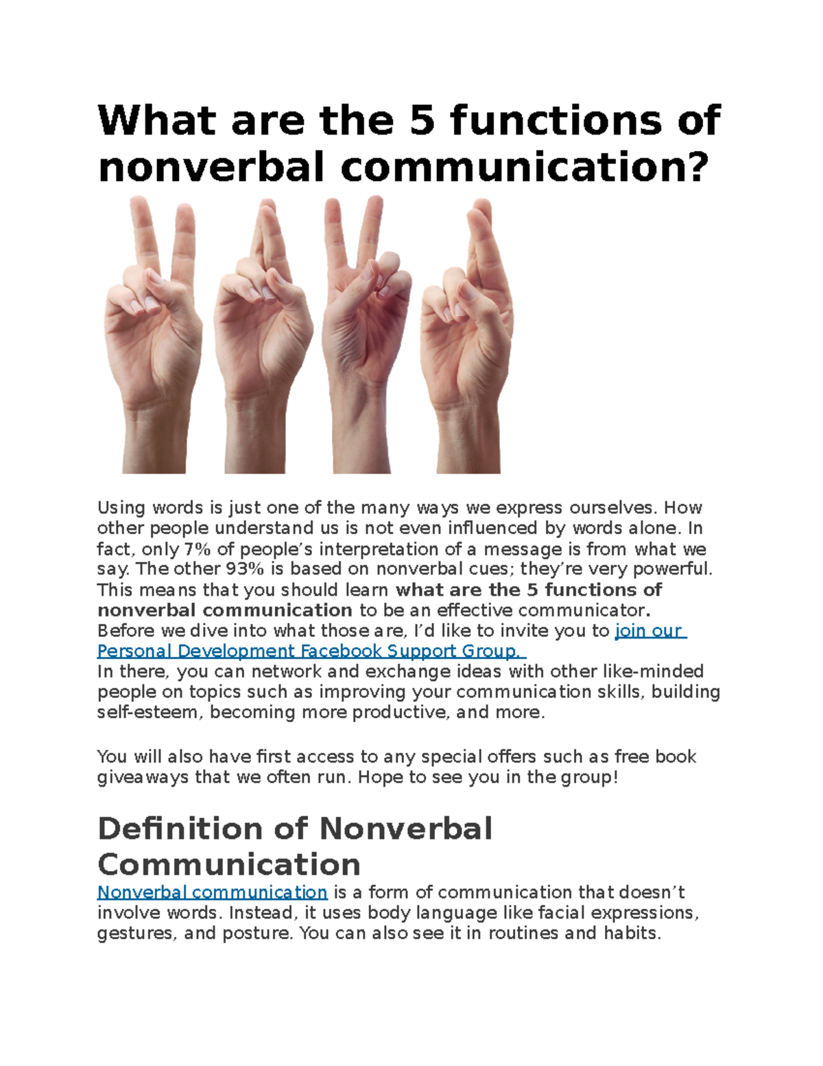 What Are The 5 Functions Of Nonverbal Communication How Other People 