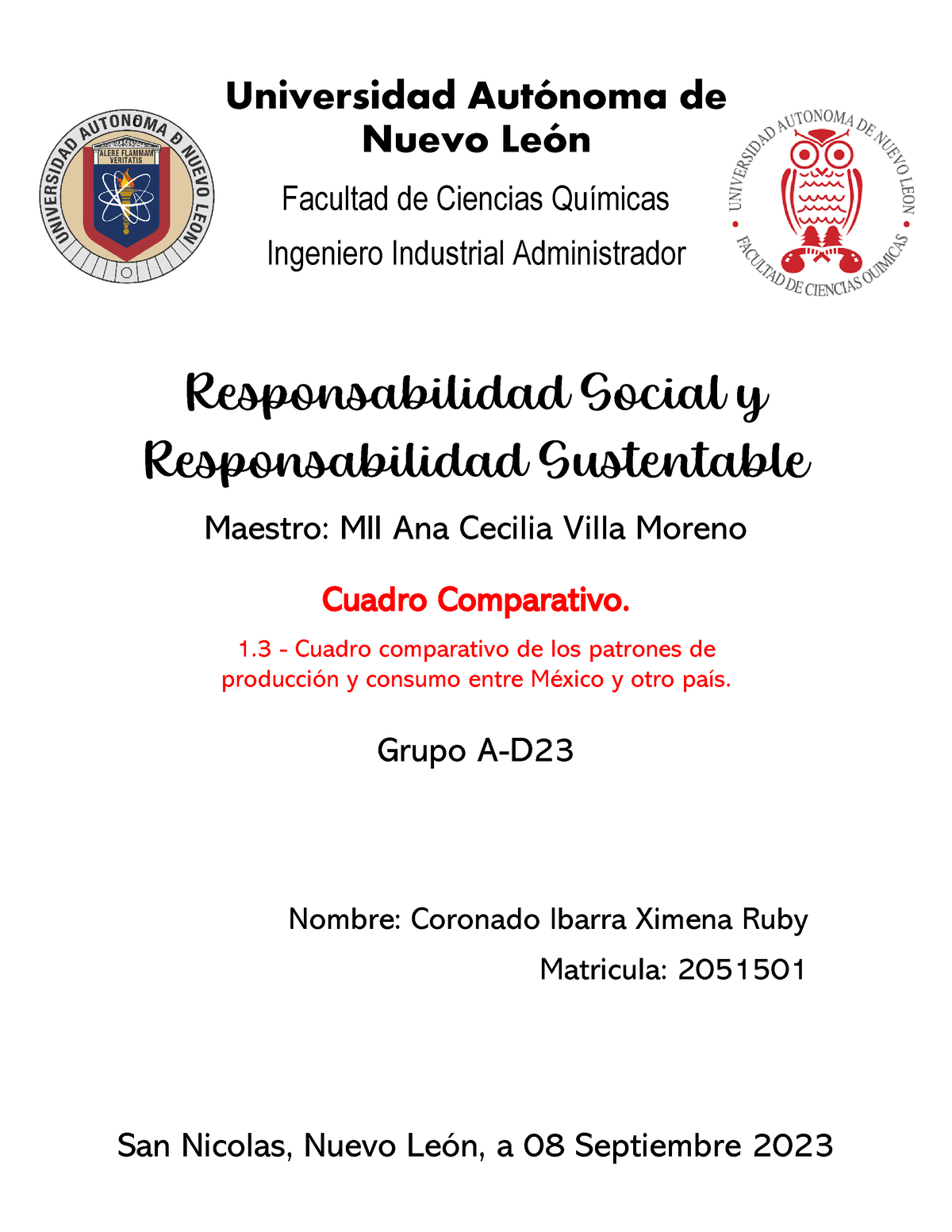 Actividad 13 Cuadro Comparativo RSy DS   UNIVERSIDAD AUTÓNOMA DE NUEVO