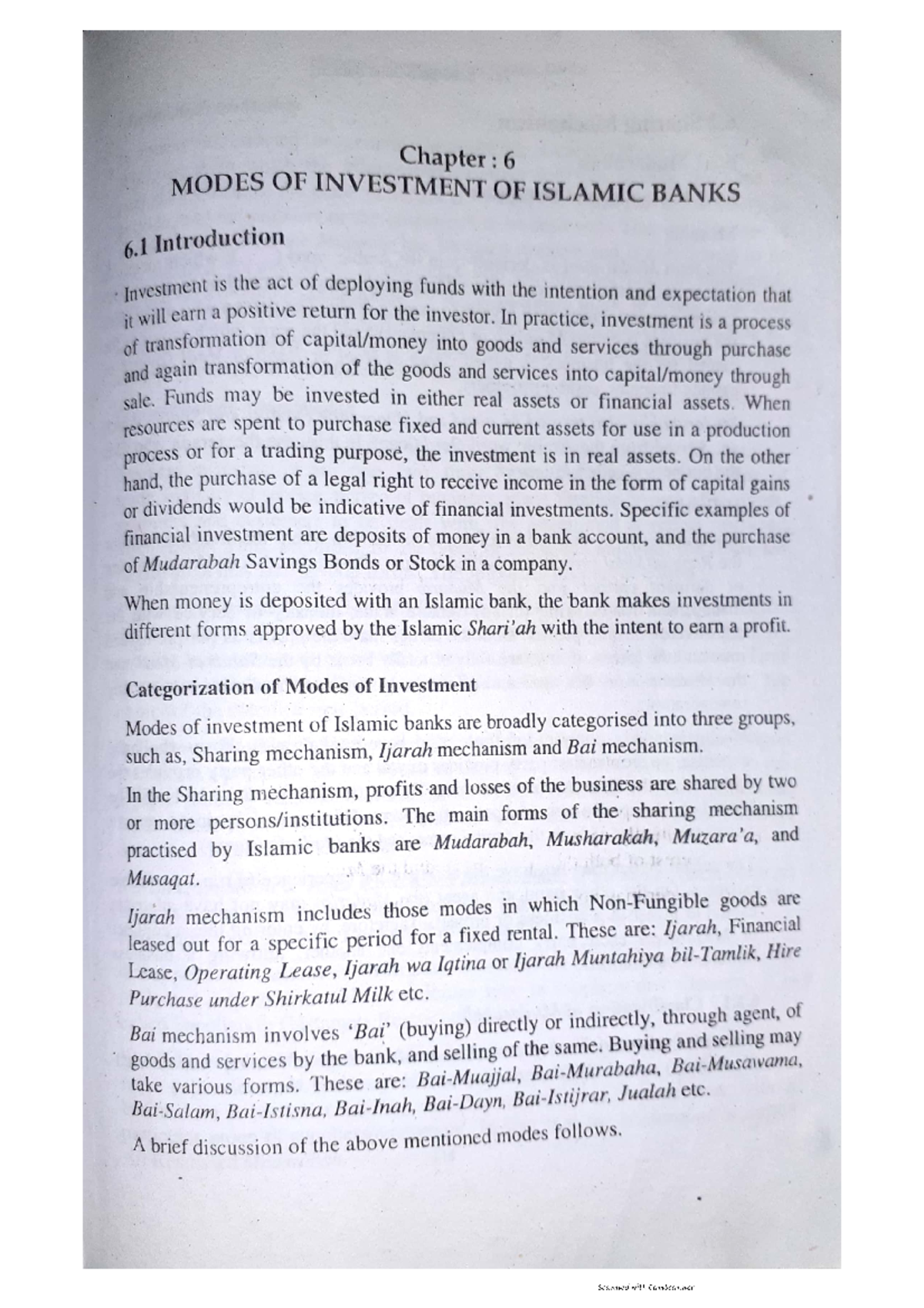 Modes of investment (islamic fin) Financial Management Studocu