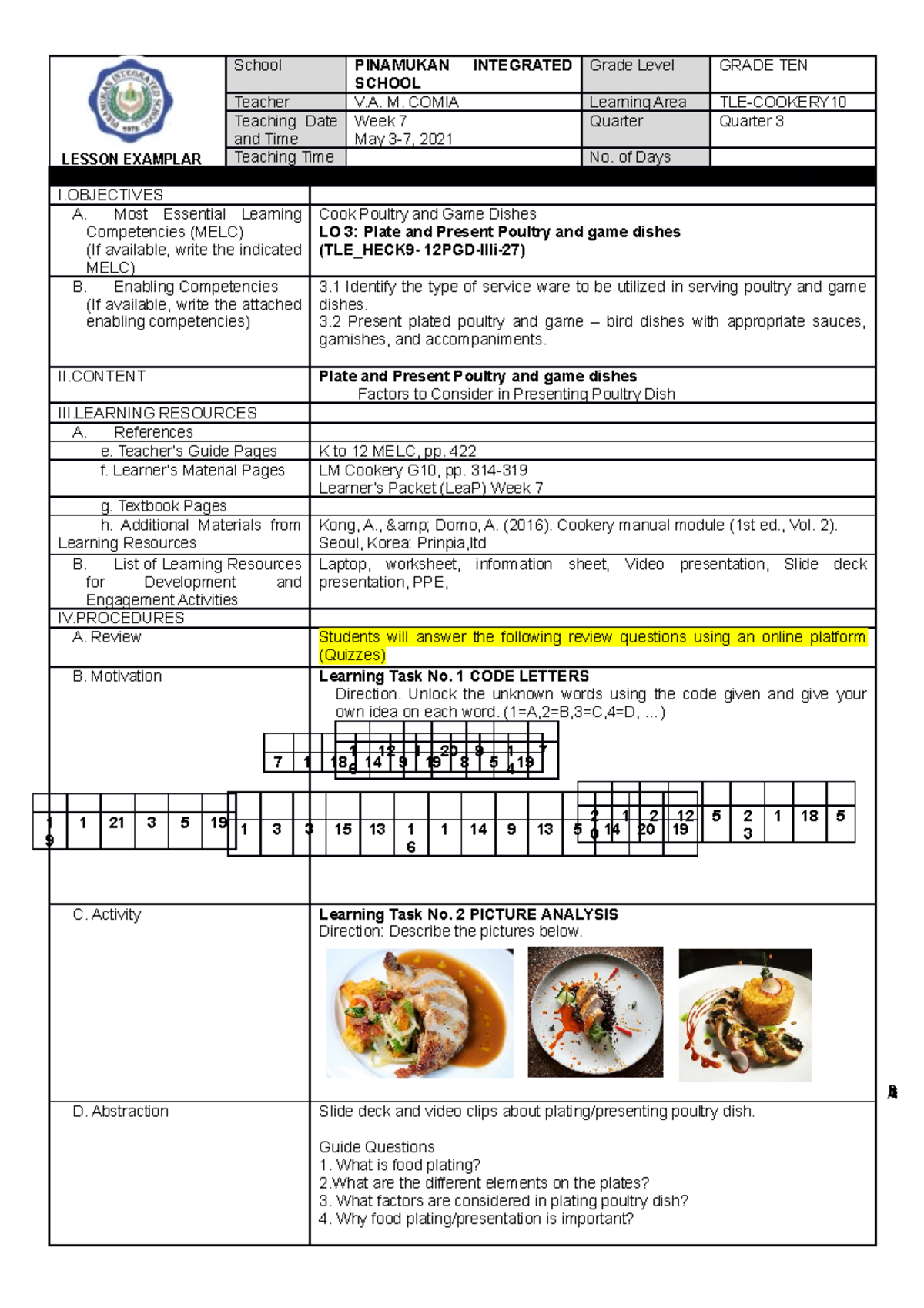 A Detailed Lesson Plan In Tle 9 Bsed English Rmmc Studocu Grade - Vrogue