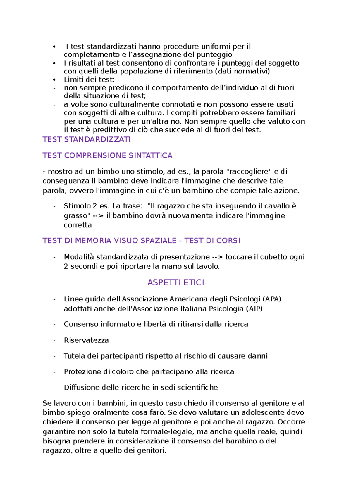 Psico dello sviluppo - 5° lezione - TEST STANDARDIZZATI TEST ...