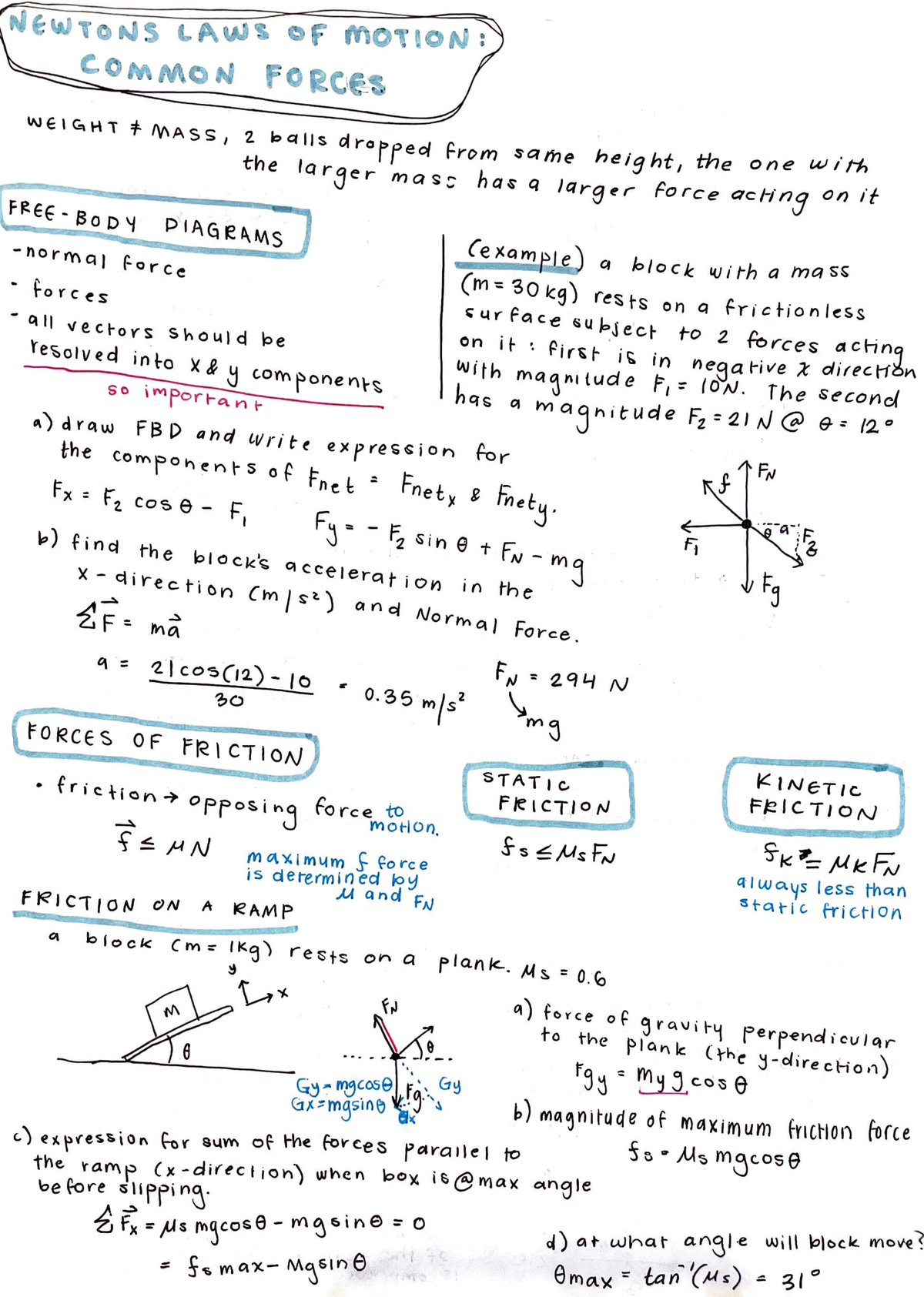 Newton's Laws of Motion: Common forces - EWtcNS LAW of MOtlOtJ : C N fO ...