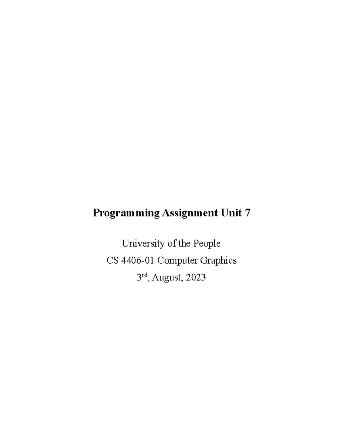 Programming Assignment Unit 7 - - Studocu