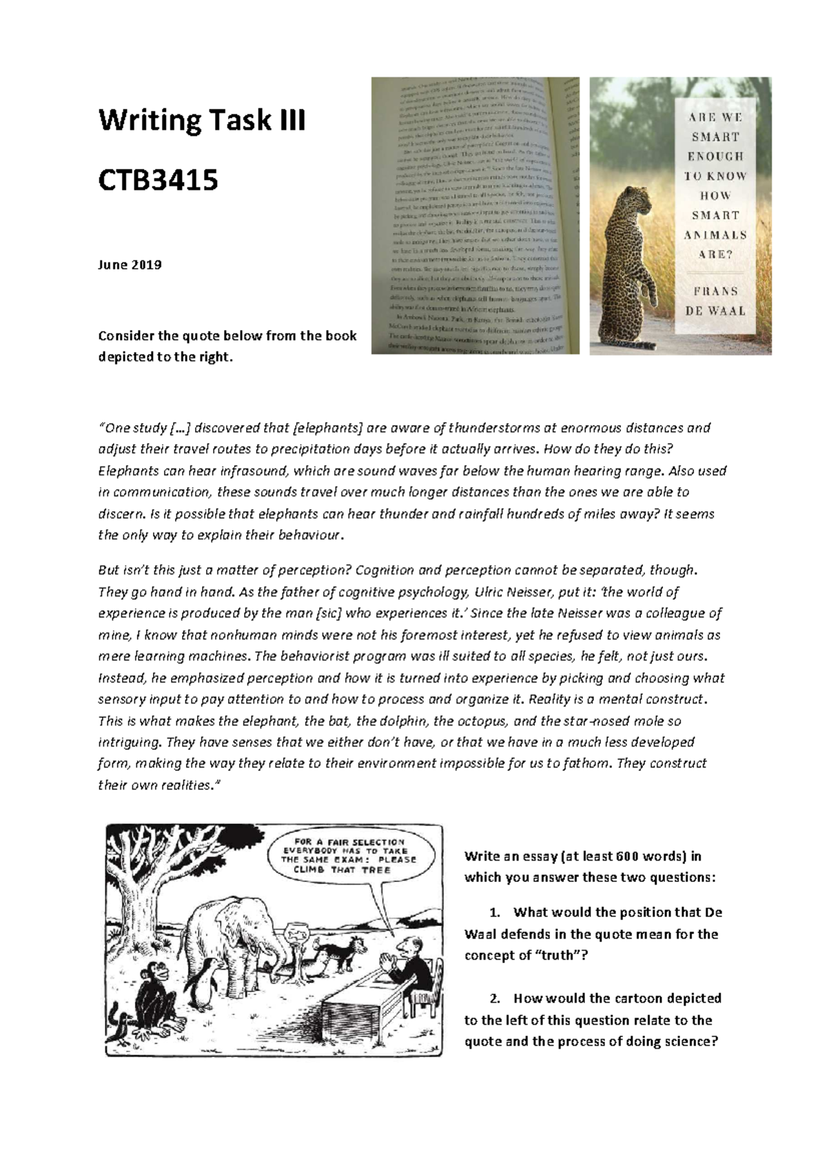 Writing Task III 2019 - Writing Task CTB3415 June 2019 Consider the ...