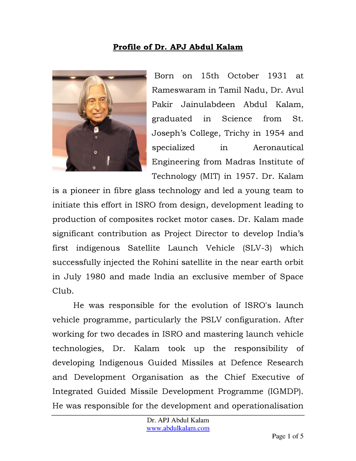 Dr. Kalam-profile v12 - Nothing - Dr. APJ Abdul Kalam abdulkalam ...