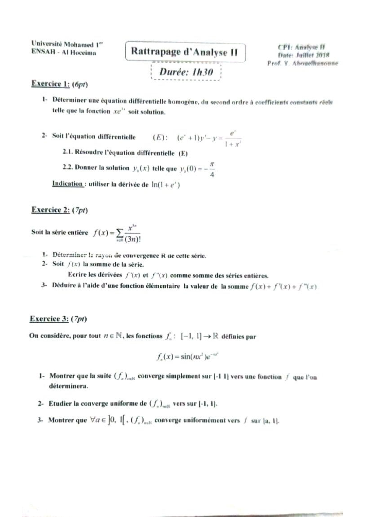 Analyse 2 Examen - Analyse 2 - Studocu