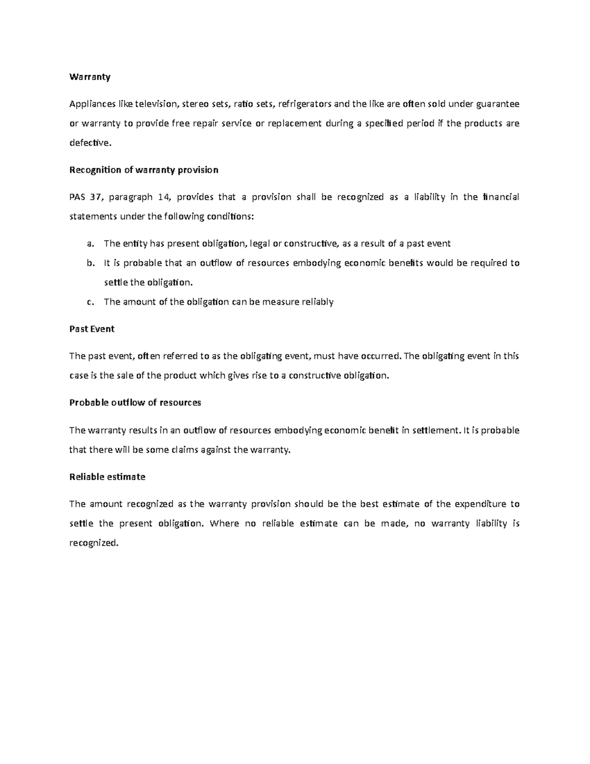 Warranty Intermediate Accounting 2 Warranty Appliances like