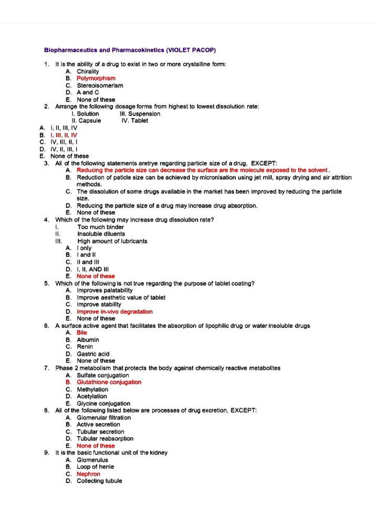 Biopharmaceutics And Pharmacokinetics - VIOLET PACOP - Pharmacy - Studocu