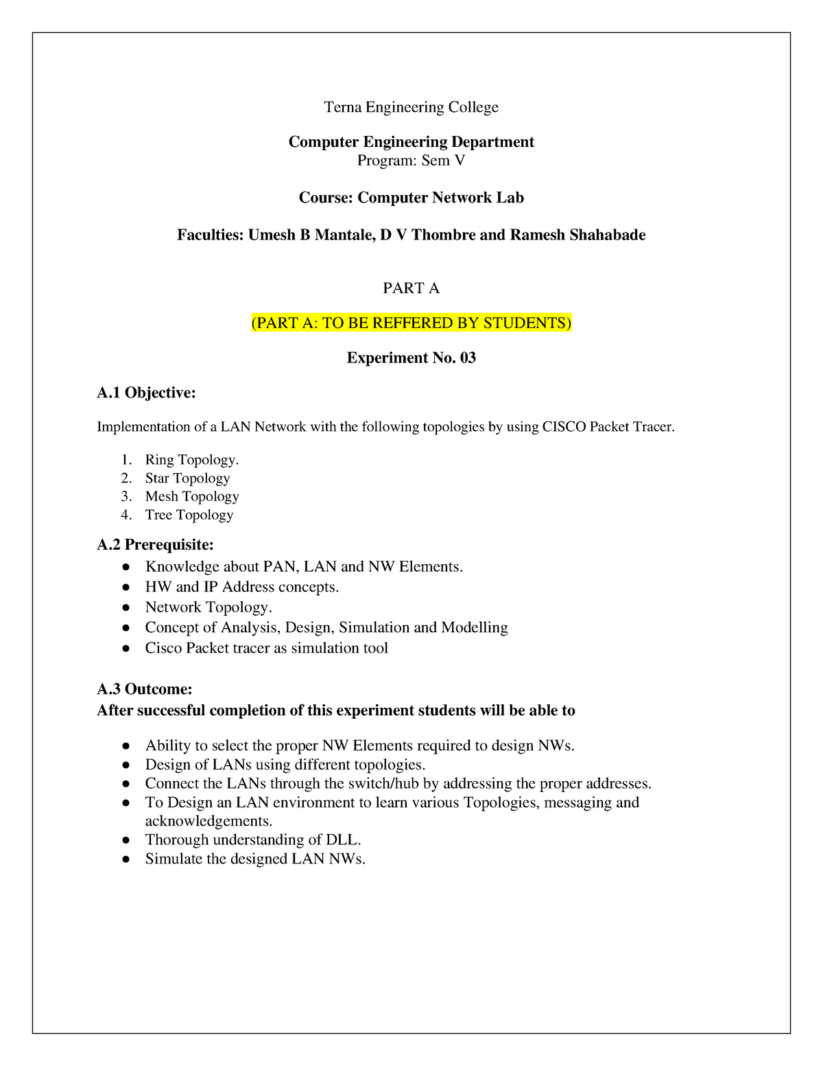 A20 CN EXP NO 3 - computer network experiment . CRC code - Terna ...