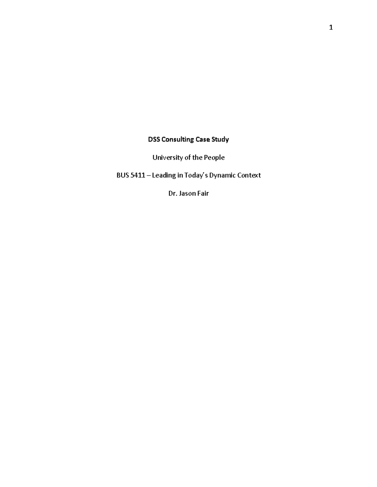 dss consulting case study analysis