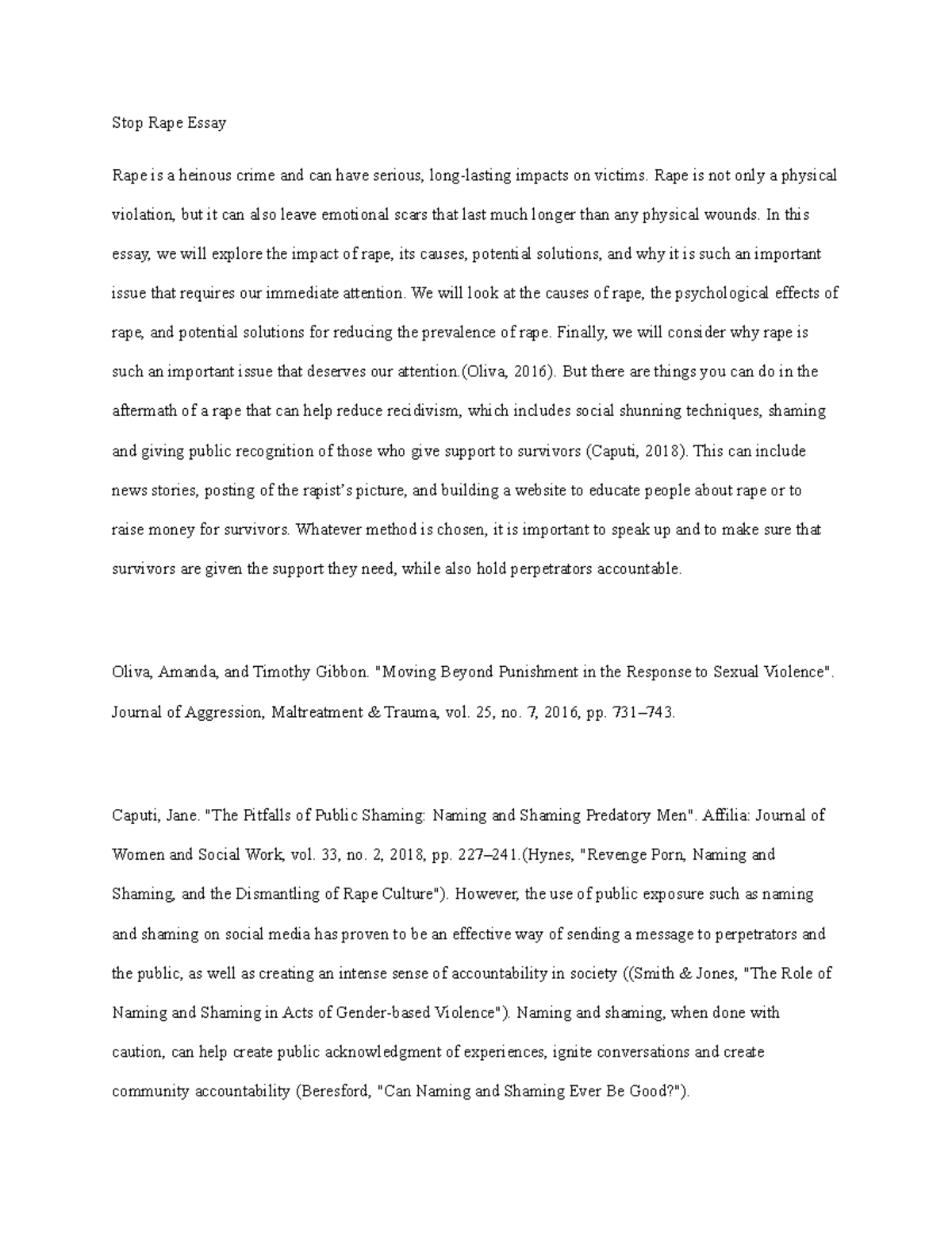 Stop Rape Essay - heyyyy - Stop Rape Essay Rape is a heinous crime and ...