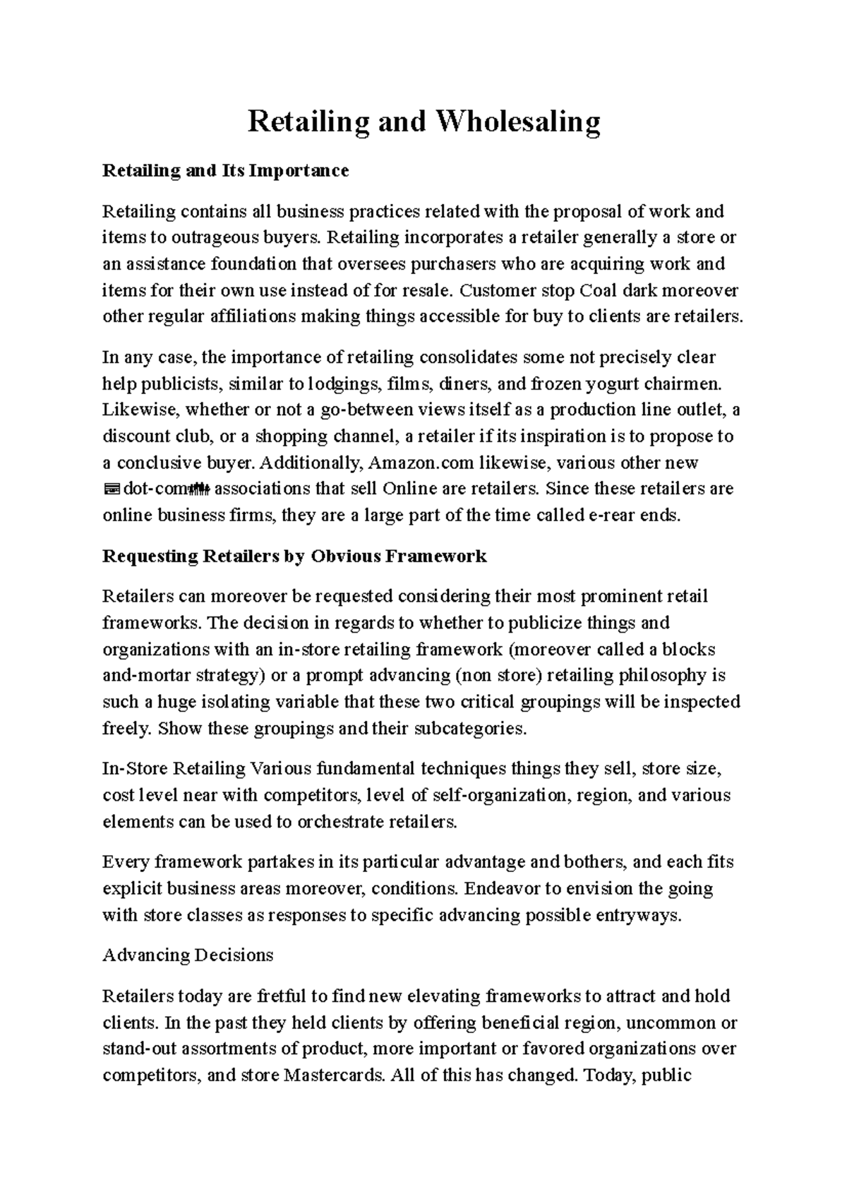 Retailing and Wholesaling - Retailing and Wholesaling Retailing and Its ...