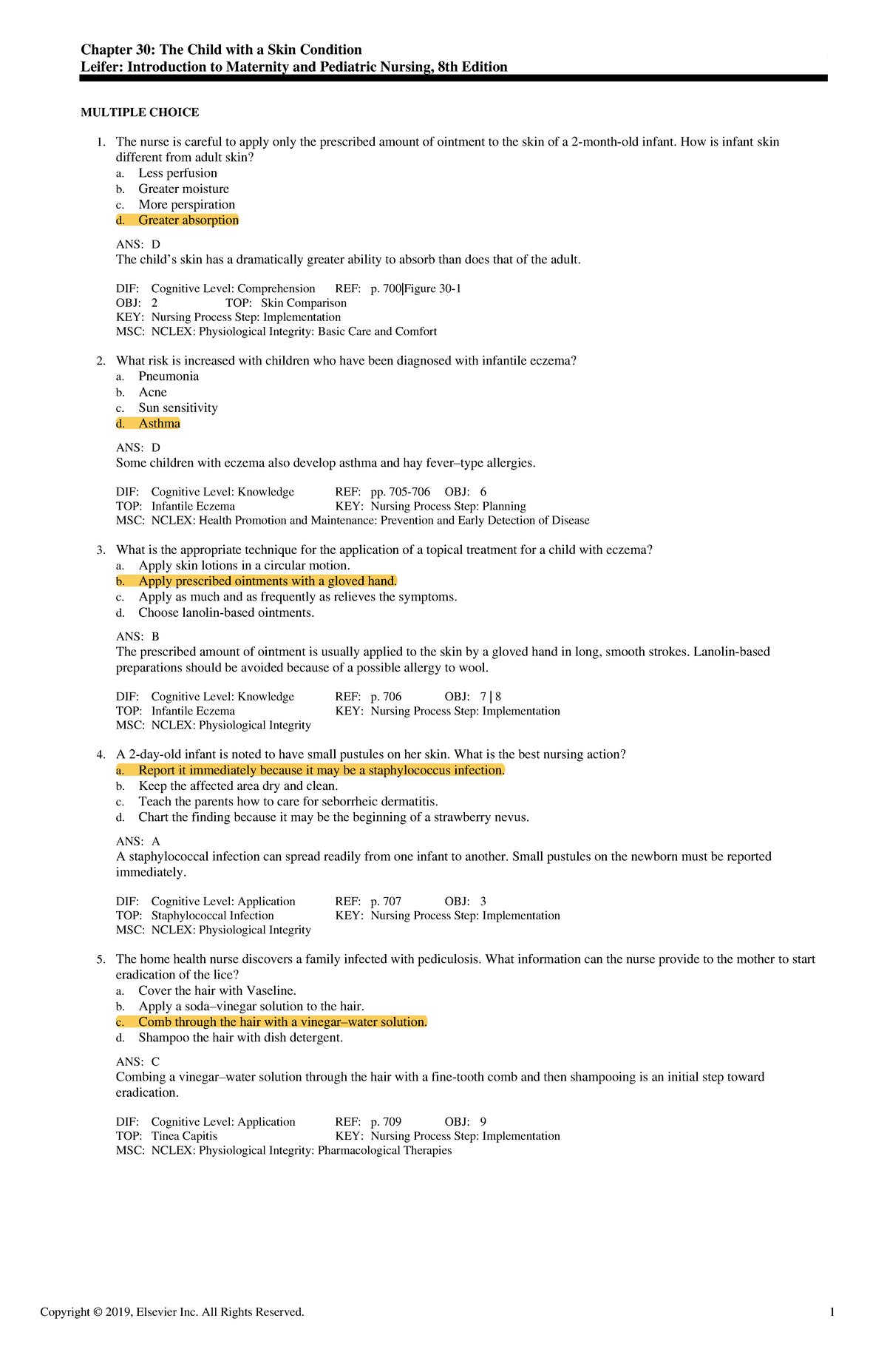 Exam View - Chapter 30 - Chapter 30: The Child With A Skin Condition ...