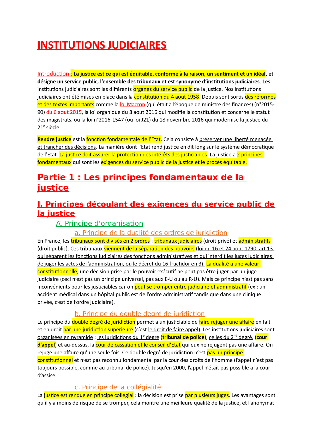 Partie 1. Les Principes Fondamentaux De La Justice - INSTITUTIONS ...