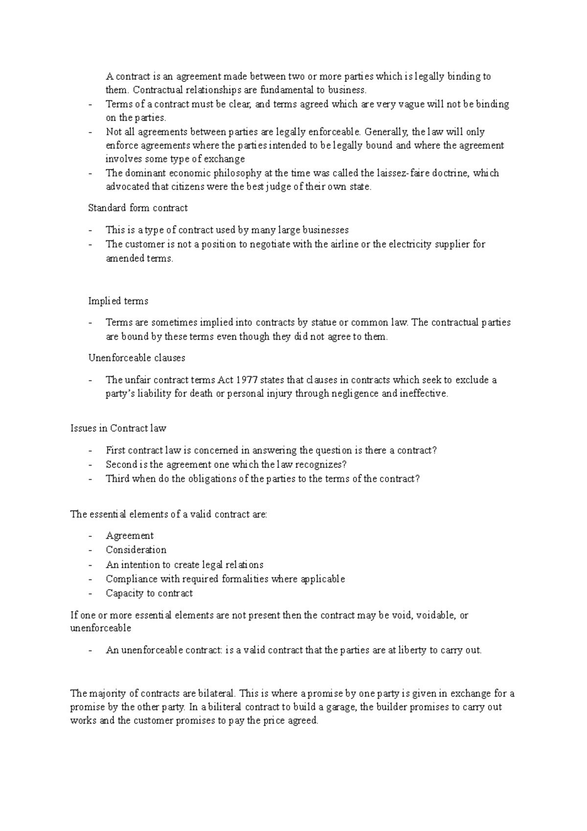 A contract is an agreement - Contractual relationships are fundamental ...