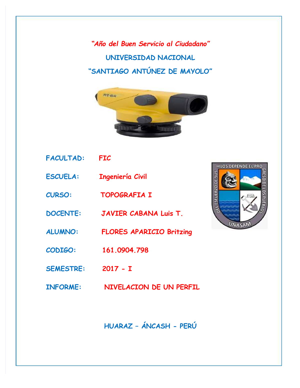 [1library.co] Informe De Nivelacion De Un Perfil Topografia I - “Año ...